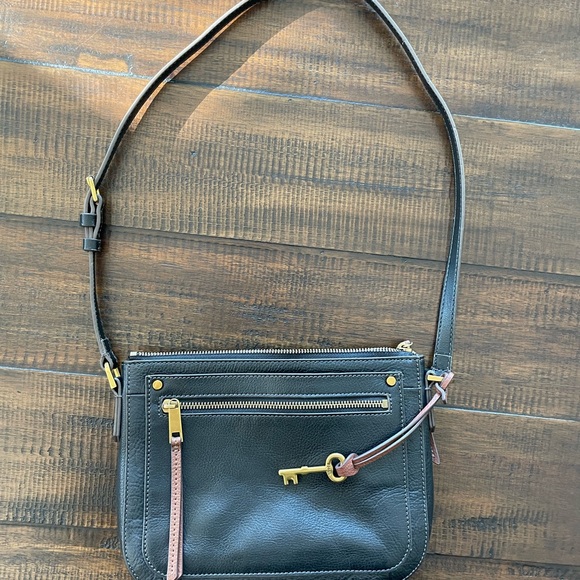 Fossil Black Leather Crossbody Bag - Picture 1 of 8